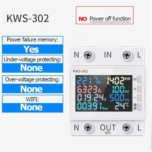 Compteur d'énergie 8 en 1 haute précision KWS-302 pour tableau électrique 63A - 2