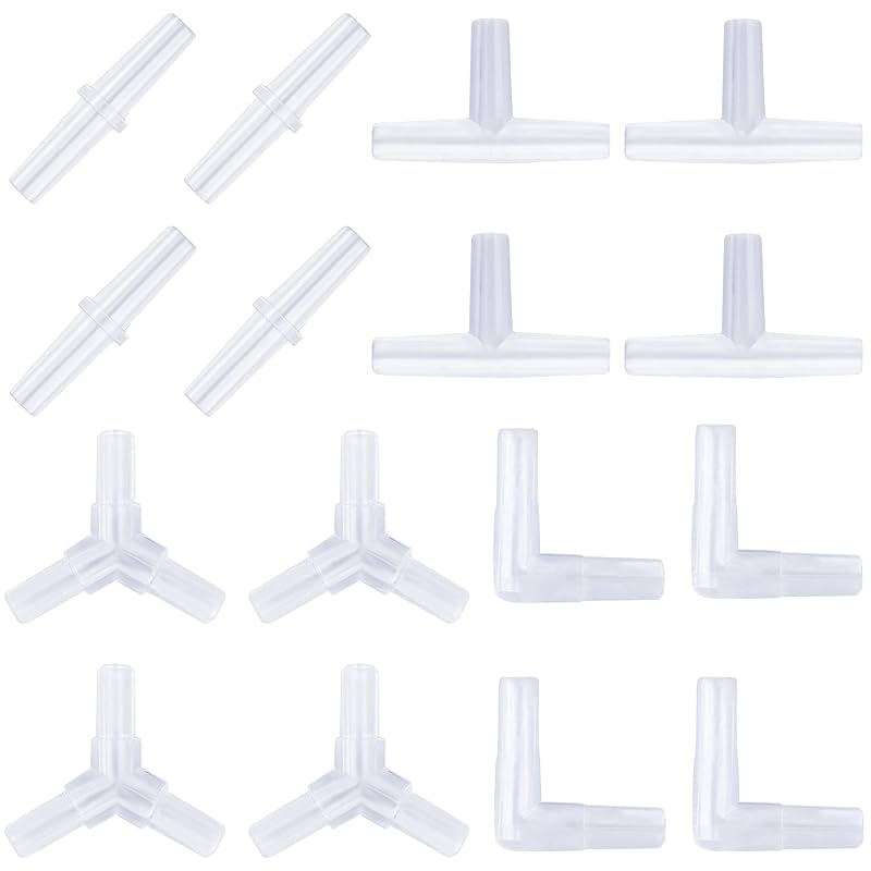 Conectores para mangueira de ar de aquário em plástico Pawfly, 4 tipos, Pacote com 40