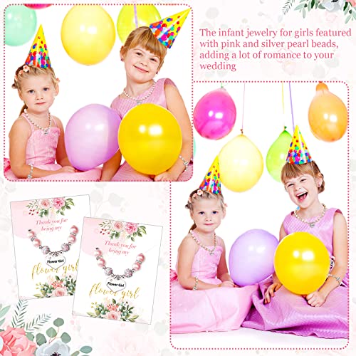 Yinkin 4 Pcs Flower Girl Pearl Bracelet And Necklace Set Pink Flower Girl Gifts Proposal Flower Girl Gifts Will You Be Our Flower Girl Pearl Jewelry Wedding Favors For Little Girls Wedding Gifts #TOP6