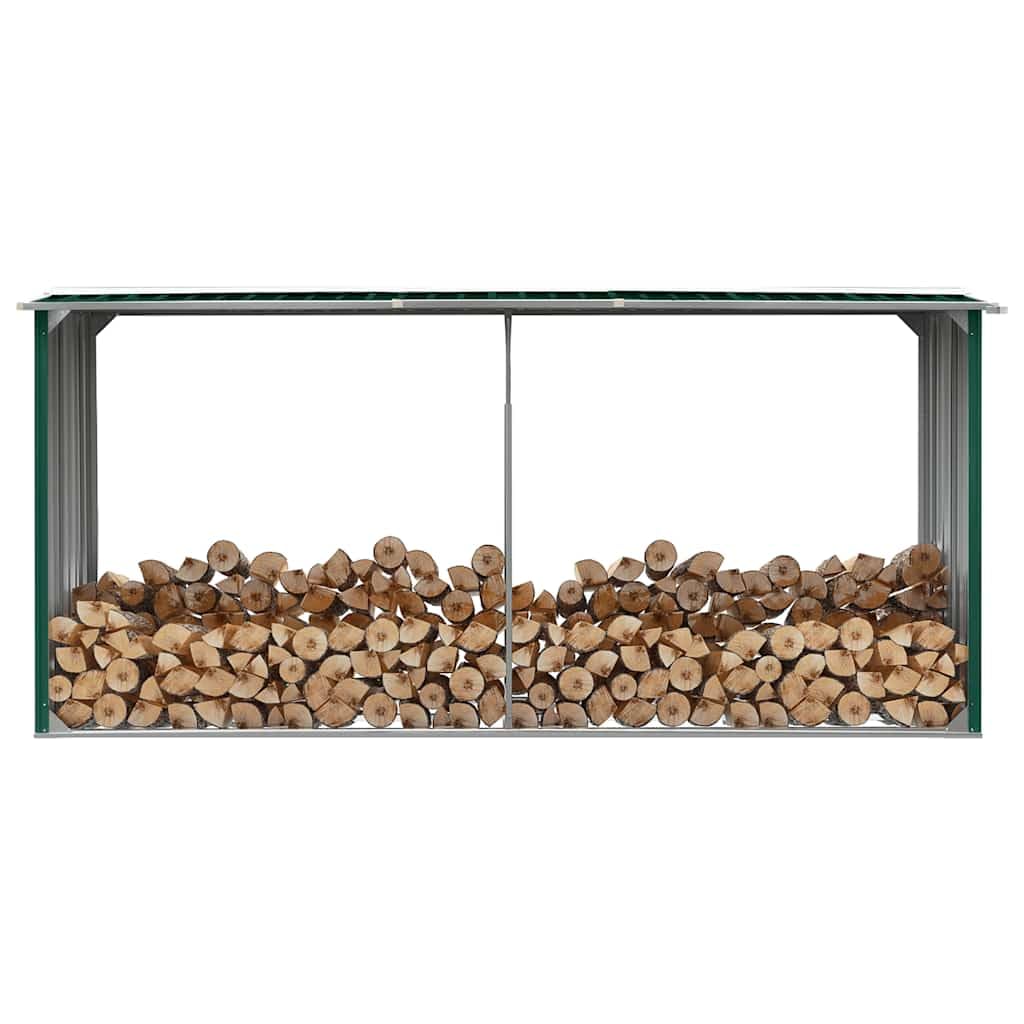 Range-bûches en acier galvanisé - 330 x 92 x 153 cm - Vert