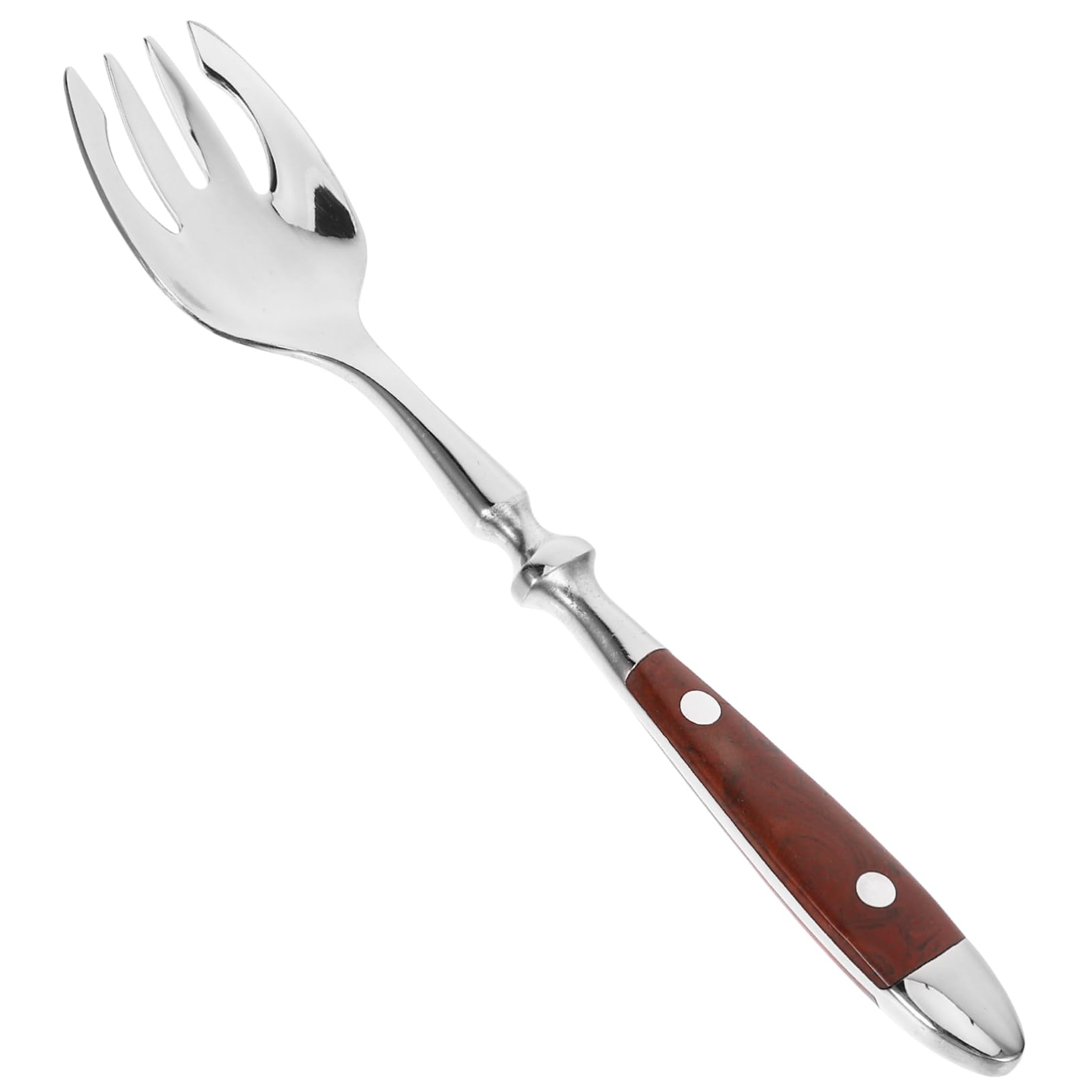 MUCKLILY Stainless Steel Salad Fork Gold Dessert Forks Wooden Handle for Cake Fruit and Appetizers