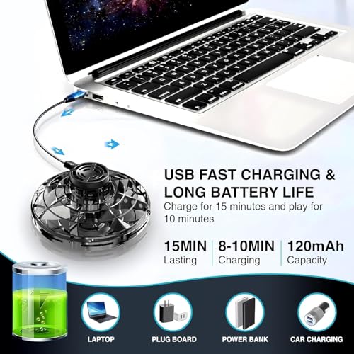 Image of Mini Flying Toys Spinner for Kids - LED UFO Boomerang Toy, Hand Controlled Flying Ball, Rechargeable Light Spinner Ball, Toy Drone Indoor Outdoor