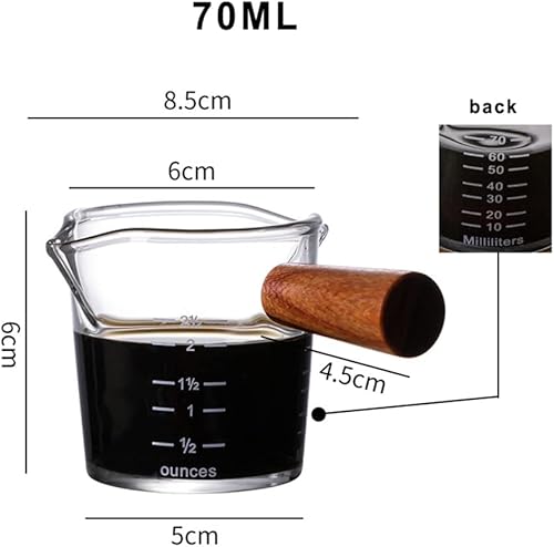 Miniatura 8 de Ochine Vasos de chupito de espresso, vaso medidor, vaso de chupito de espresso, 3.4 fl oz, jarra triple para barista, boquilla individual, vaso de