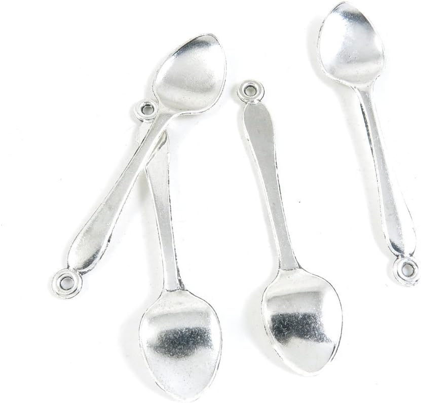 Antique Silver Tone Jewelry Making Charms Pendant Findings Craft Supplies Bulk Lots Arts A1QI1 Tablespoon Spoon