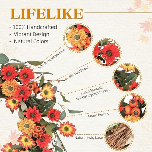 Fall-Wreath-for-Front-Door-20-22-Inch-Autumn-Wreaths-with-Floral-Chrysanthemum-Farmhouse-Fall-Orange-Wreaths-Decorations-for-Harvest-Thanksgiving-Home-Indoor-Outdoor-Decor Fall Wreath for Front Door 20 22 Inch Autumn Wreaths with Floral Chrysanthemum Farmhouse Fall Orange Wreaths Decorations for Harvest Thanksgiving Home Indoor Outdoor Decor