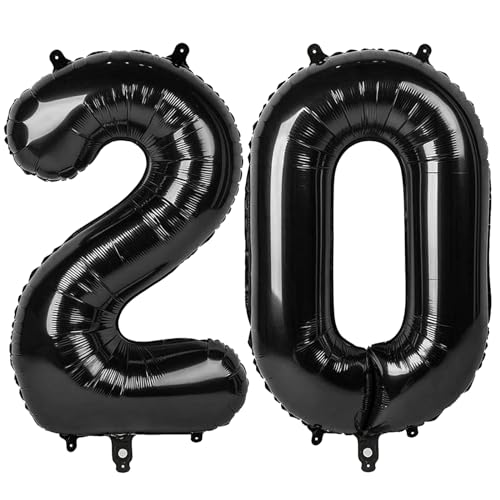 Image of 40 Inch Black Number 20 Balloon Birthday Party Decorations for Men & Women