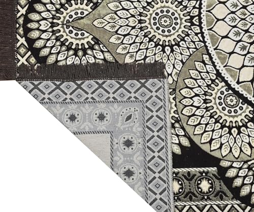Image of Traditional Cotton Carpet 5x7 Feet Soft & Superfine Velvet Rug for Living Room, Hall & Bedroom | Designer Carpet /Area Rug Dari | Trendy & Durable Kalin Reactangular (Coffee)