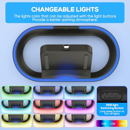Image of FYOUNG Charging Dock Station for PlayStation Portal, Charger Stand for Ps Portal with Colorful Light and USB C Charging Cable, Handheld Stand Holder for PlayStation Portal (Black)