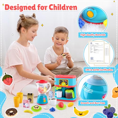 Play 3734 Kitchen Appliances Toys Set, Pretend Play Kids Kitchen Playset With Coffee Maker, Toy Blender And Play Foods thumb #4