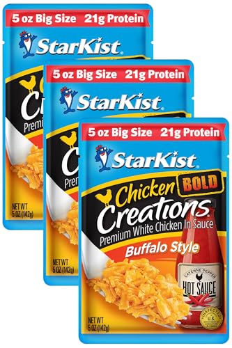Image of StarKist Chicken Creations inchBig Size inch BOLD Buffalo, 5 oz Pouch (3 Pack) Ready to Eat Premium White Meat Chicken, 21g Protein Per Serving, Gluten Free, Perfect for Salads, Meals and Snacks