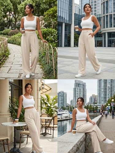 Image of GRECIILOOKS Trousers for Woman | Womens High Rise High Waist Flared Korean Style | Formal Pant for Women Office Wear| Track Pants for Womans Elegant for College & Events (Available in Plus Size)
