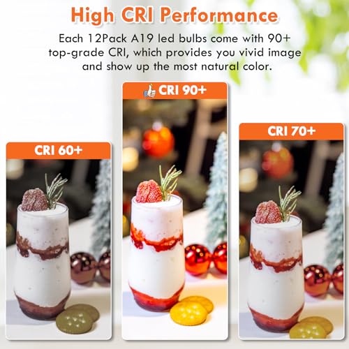 12-pack a19 led light bulb 100 watt equivalent 14w 1600lm non-dimmable bright light bulbs 2700k warm white standard e26 base led bulbs for kitchen bathroom home lighting lamp 90 high cri