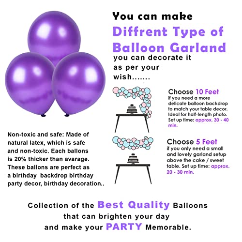 Image of Party Propz Purple Balloons For Birthday Decoration - Set of 50 Pcs Purple Balloons For Decoration | purple theme birthday decorations | Metallic Balloons for Decoration (Latex)