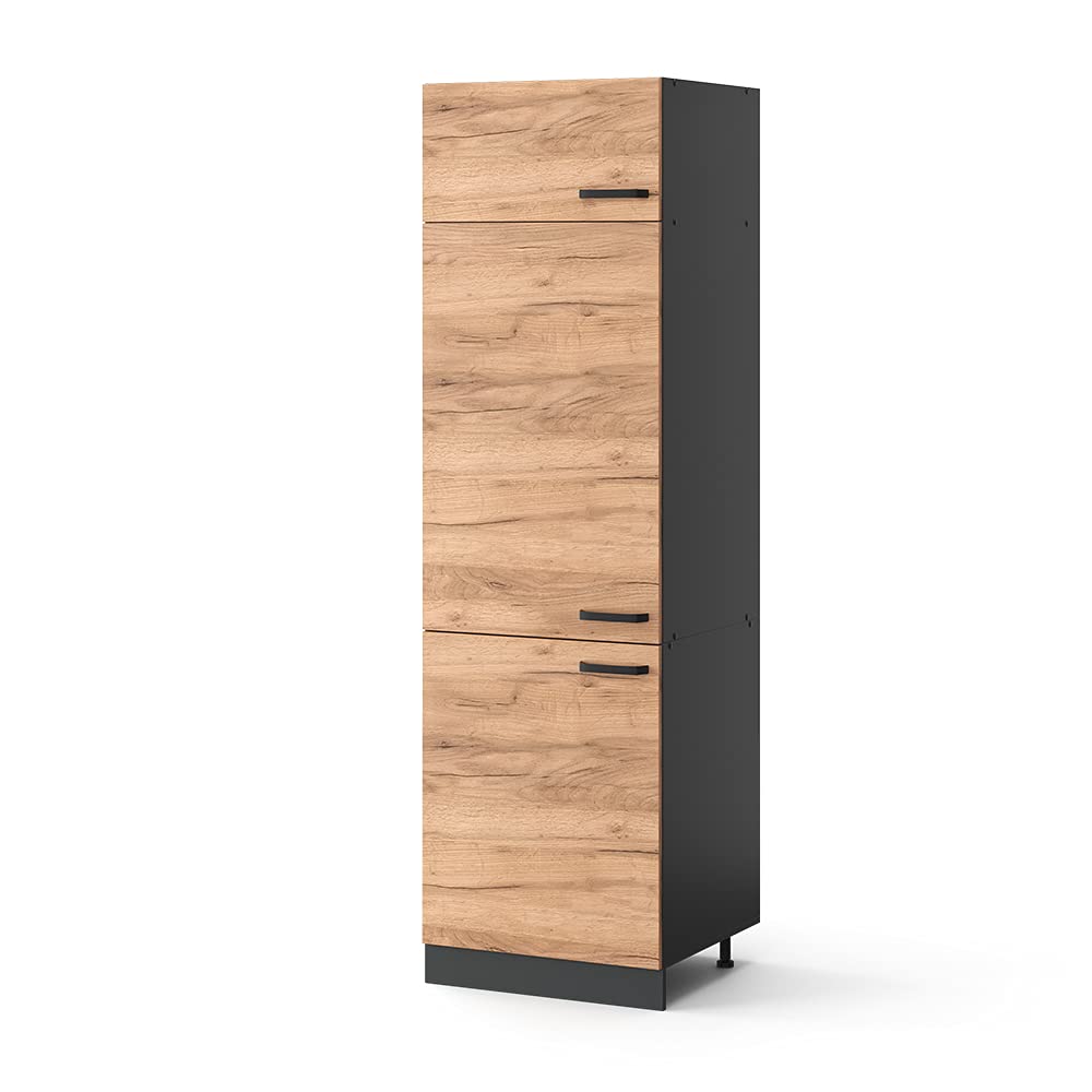 scaffale frigorifero in legno scuro con porte marroni