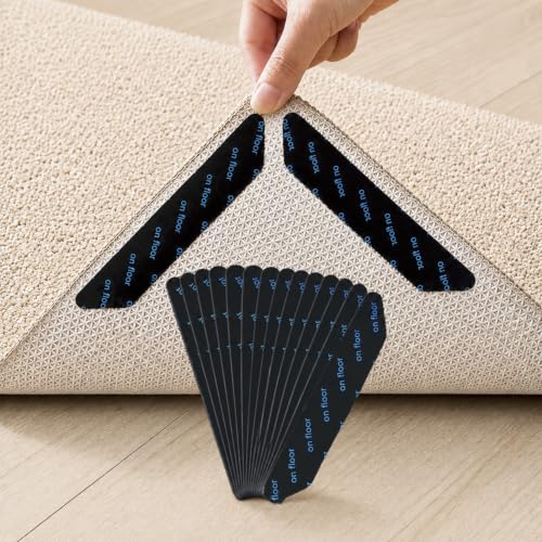 ADARPA 16 Bases Antideslizante Alfombra, Pinzas Reutilizables y Lavables para Alfombras | Bases Antideslizante para Alfombras Vinilicas, Dormitorios, Baño, Salón, Cocina, Oficina, Interior y Exterior
