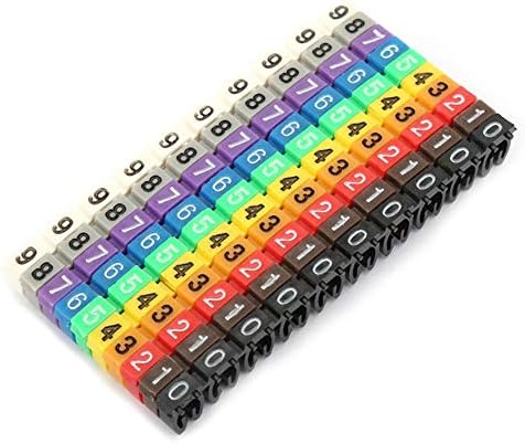 Clip-on String Wire Marking Boxed Plastic Digital Number Wire Label Tube Set Colorful Cable Marker (100PCS -2.5MM)