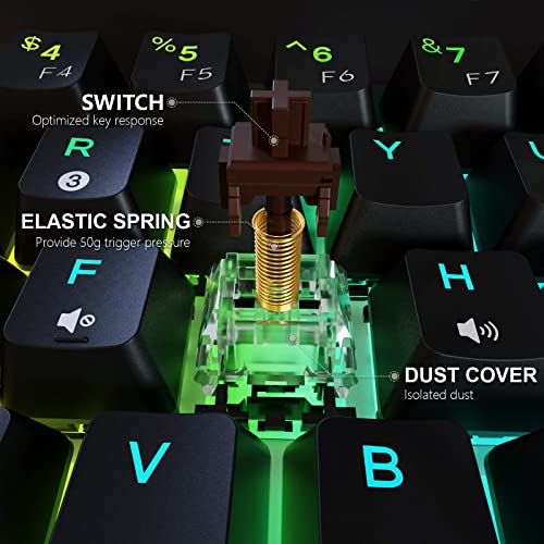Image of DIERYA x KEMOVE 60% Mechanical Gaming Keyboard, RGB Backlit Wired PBT Keycap Waterproof Type-C Mini Compact 61 Keys Computer Keyboard with Full Keys Programmable (Gateron Optical Brown Switch)