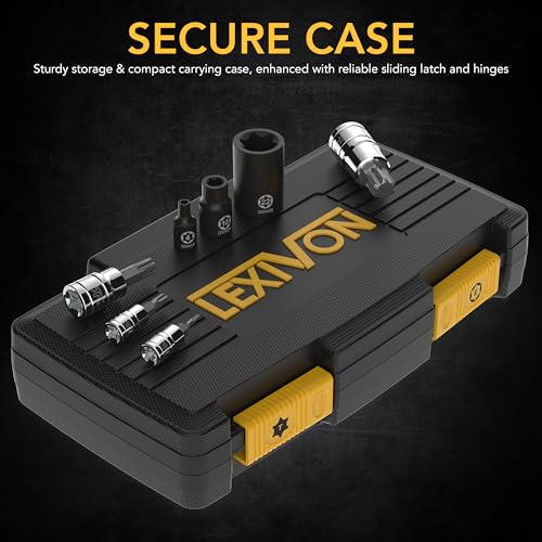 Image of LEXIVON Master Torx Bit and Socket Set, Premium S2 Alloy & Cr-V Steel | 25-Piece, Bit Socket T8-T60 & E-Torx E4-E22 | Heavy-Duty Storage Case (LX-148)
