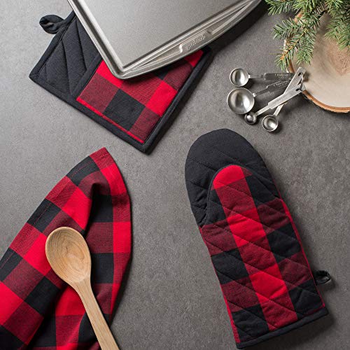 DII Buffalo Check Plaid Dish Towels – Set Of 3, 20x30 Inches – 100% Cotton, Super Absorbent & Monogrammable