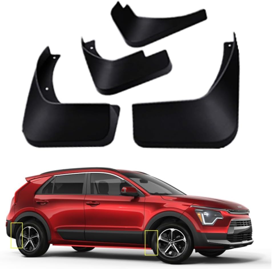 ZhangJW 4 Piezas Guardabarros de Coche para Kia Niro HEV 2023 2024, Delanteros Traseros Faldillas Antibarro Salpicaduras Protección Accesorios