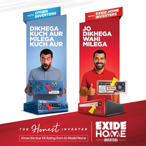 Image of EXIDE Star STAR12V900 12V 900VA Inverter | Pure Sine Wave Output | Ideal for 1-2BHK Homes & Small Offices | PLEX Technology | LED Display | 42Month Warranty