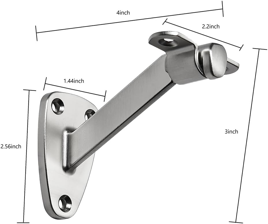 10 Pack 4 Inch Brushed Satin Nickel Handrail Stair Support,Heavy-Duty handrail Bracket,Stair handrail Stair Support,Bearing Capacity and Suitable for Stairs,corridors,Shopping malls,Buildings