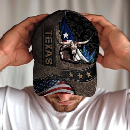 Image of Texans Caps for Men - Texas Baseball Cap and Hat - Texans Flag Cap