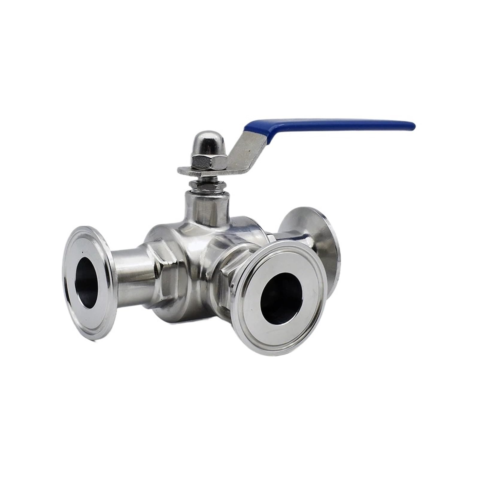 Vanne trois voies inox anti fuite avec virole 25mm et triple bride 50.5mm port en T SS304
