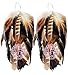 Fashmorous Feather Earrings White Brown Long Feather Earrings for Women