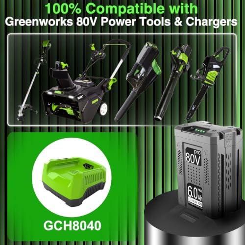 Image of EOTTK Upgraded 6000mAh Battery Replacement for Greenworks Pro 80V Battery GBA80200 GBA80250 GBA80300 GBA80400 GBA80500 Compatible with Greenworks 80 Volt Power Tool