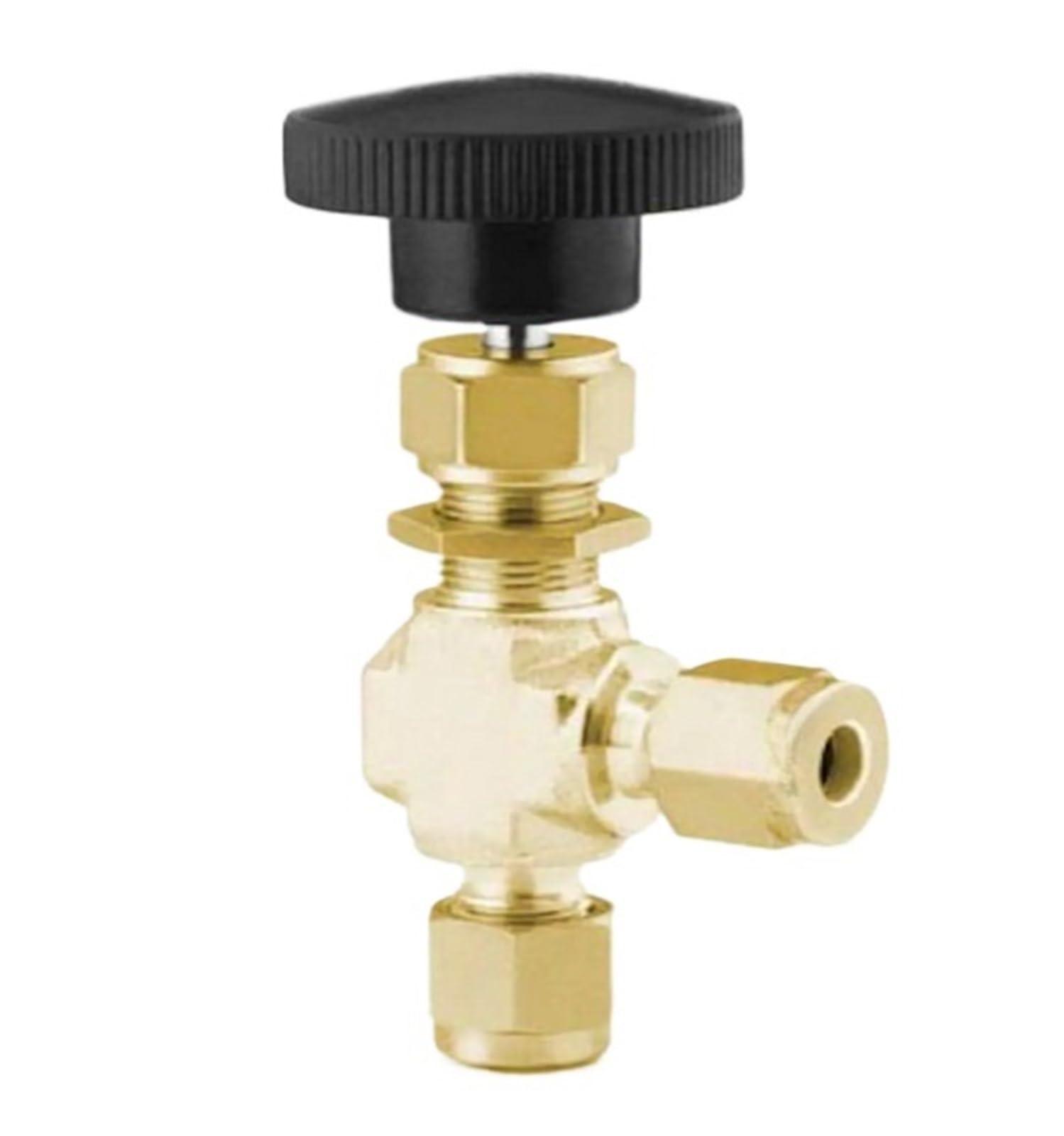 Bouchon de valve intégral en laiton B-ORS2-A avec vanne à aiguille d'angle et raccord 1/8 pouce