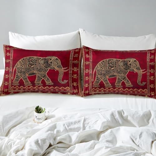 Housse de couette éléphant indien bohème rétro pour lit double