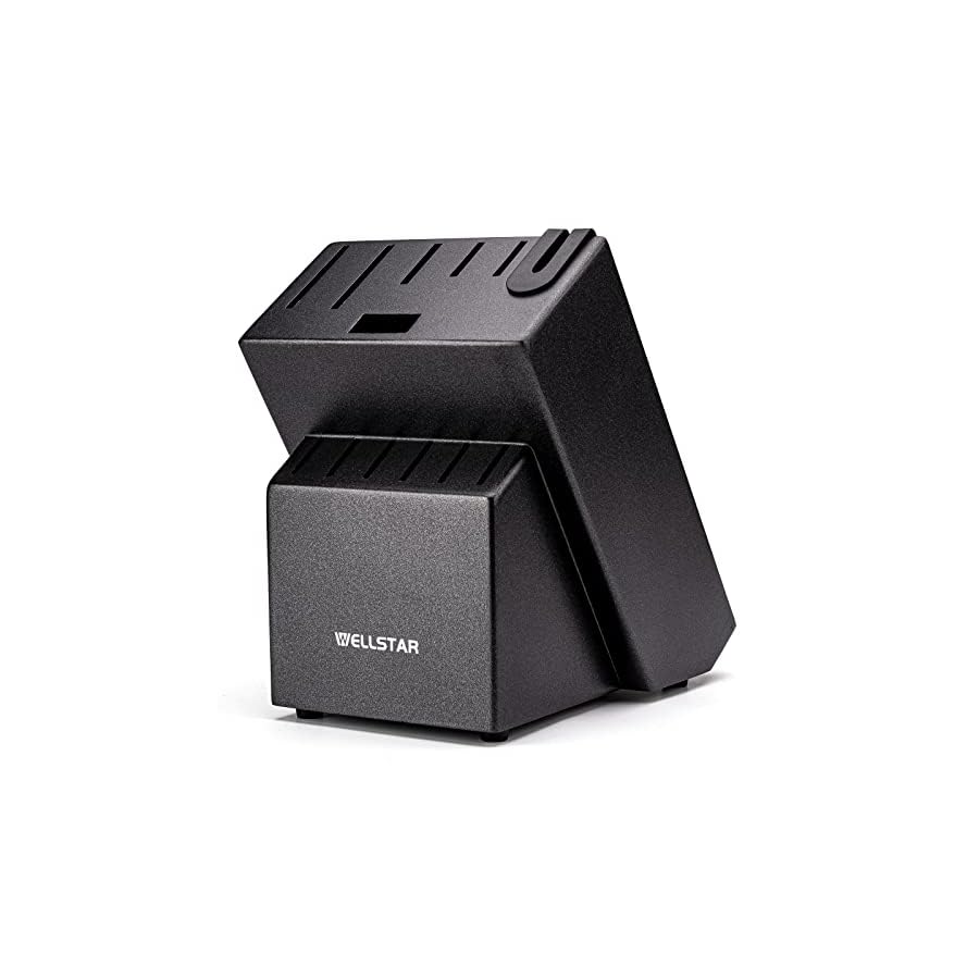 12-Slot-Kitchen-Knives-Block-WELLSTAR-Natural-Wood-Knife-Holder-without-Knives--Hard-Wood-Countertop-Knife-Storage-with-Built-in-Knife-Sharpener-Black 12 Slot Kitchen Knives Block, WELLSTAR Natural Wood Knife Holder without Knives – Hard Wood Countertop Knife Storage with Built-in Knife Sharpener - Black