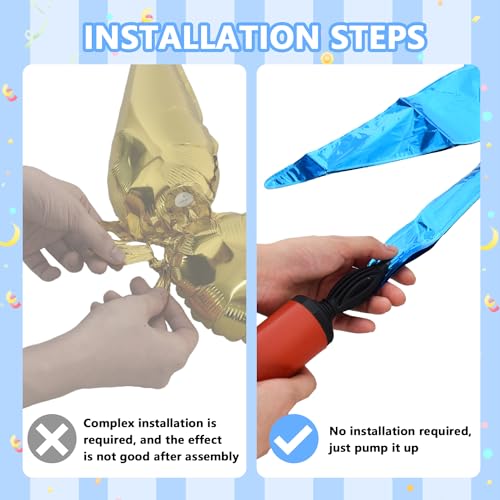 Image of TONIFUL 8 Pcs Explosion Star Balloons Blue Foil Balloon Party Decorations | 2 Size Mylar Star Balloon for Blue Party Decoration Christmas New Year Mens Birthday Wedding Baby Shower Photo Booth Supplies