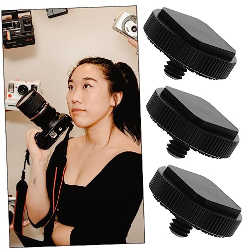 TEHAUX 2sets Camera Mount Adapter 1/4 Inch Screw Universal Hot Shoe Mount for Tripod Microphone Monitor Mesh Pad Non-Slip Scratch-Resistant Aluminum Alloy 3pcs*2