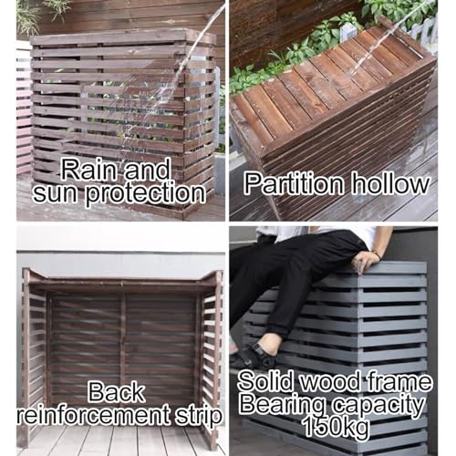 Cache climatiseur extérieur en bois de jardin et support à persiennes - 7