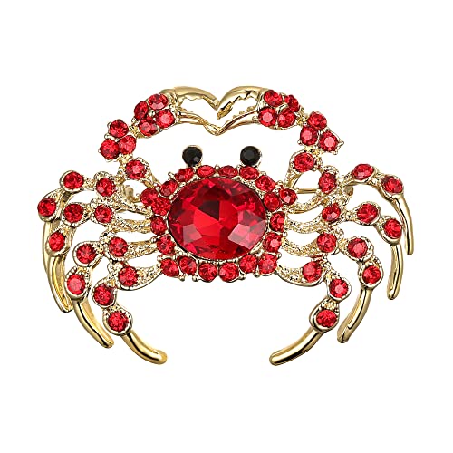Image of BriLove Crab Brooch Pin for Women Fashion Sparking Rhinestone Animal Brooches