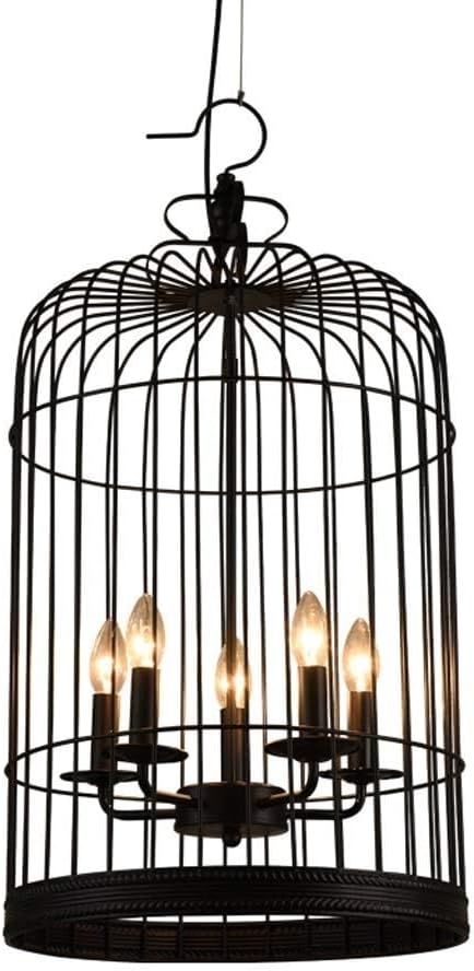 Black Chaner Light Fixture Iron Bird Cage Chaner, Restaurant Creative Bar Metal Chaner Personality Retro Nostalgic Industrial Wind Decorative Lights