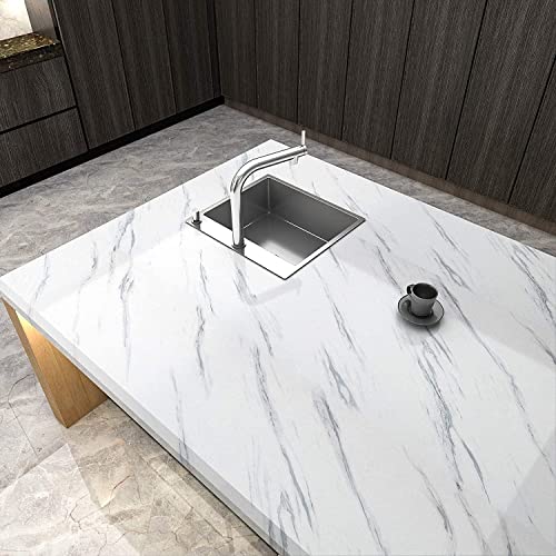 Image of NAREVAL White Marble Wallpaper for Kitchen Peel and Stick Wallpaper Marble Self Adhesive Removable Wallpaper Contact Paper Sticker for Kitchen (White Marble K10 60 * 200 Cm) (Pack of 4)