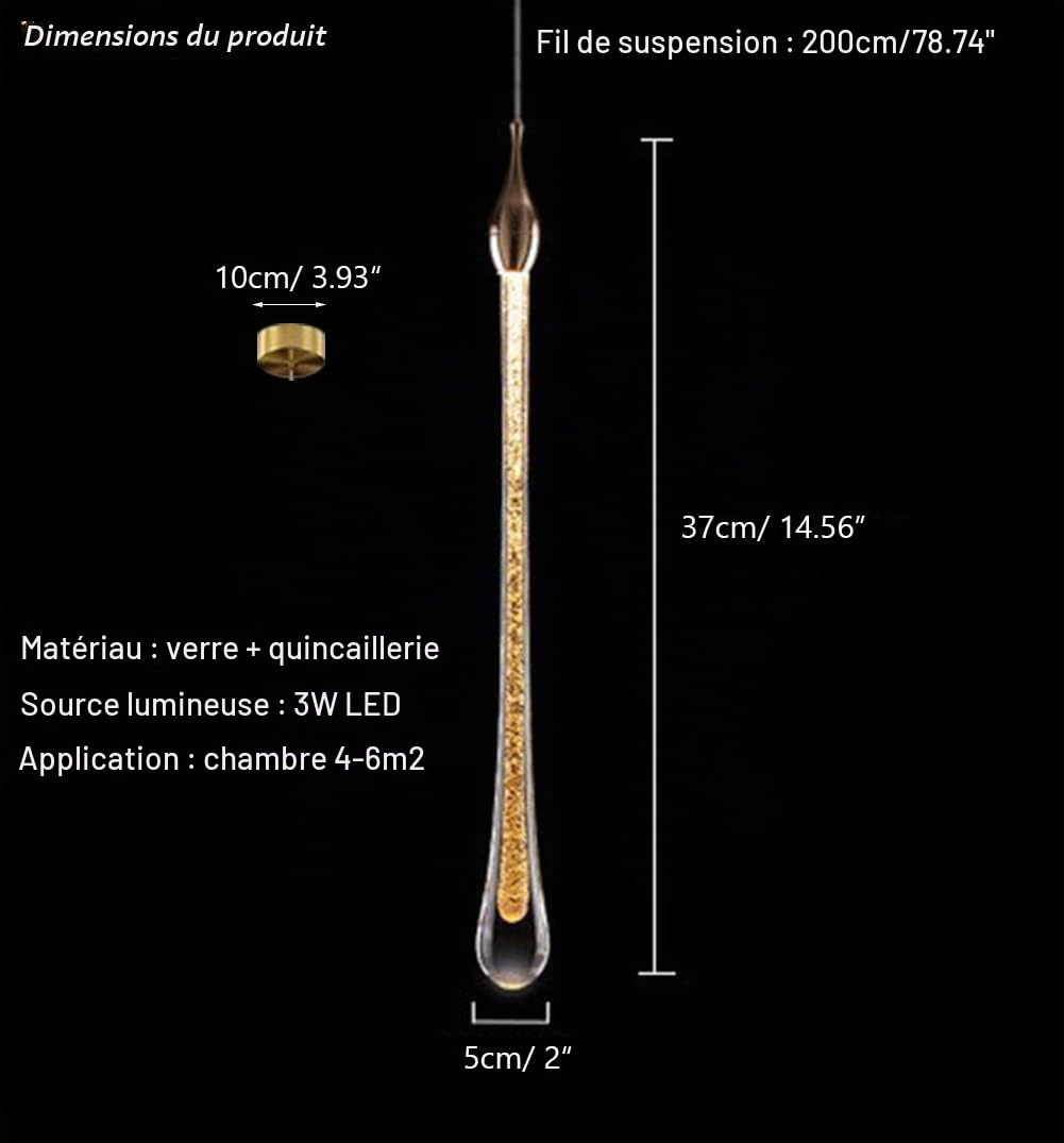3W LED Luminaires suspendus modernes Luminaire suspendu au plafond en forme de goutte d'eau Luminaire suspendu Art Déco Chandelier pour salon Chambre à coucher Cage d'escalier (B)