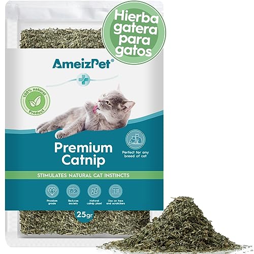 AmeizPet Catnip Grass para Gatos Premium, Catnip Treats para Entrenamiento y Juego, 25g (0.06 Oz)