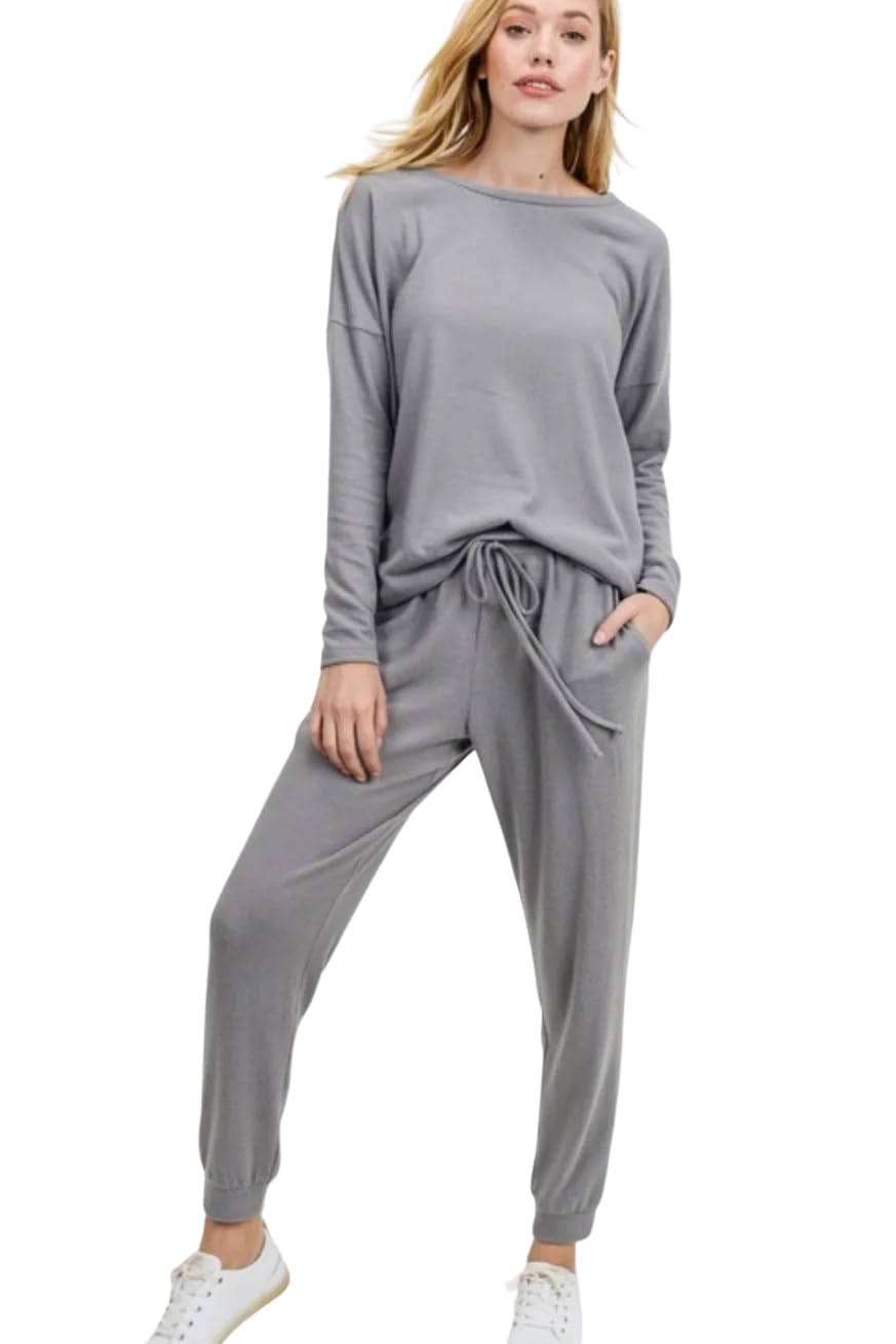 Tuta da donna / Homewear | Tuta da jogging | 2 pezzi tuta da casa / Tracksuit | Abbigliamento sportivo, Grigio, L