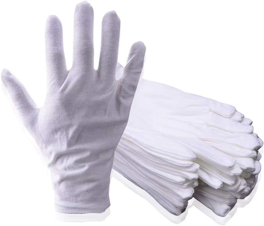 Soft White Cotton Gloves, Extra Small Size, Pack of 12 Pairs