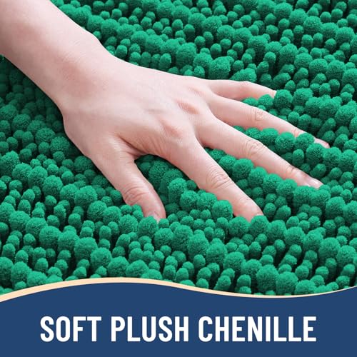 Image of Arotive Luxury Small Bathroom Rugs 24x16, Extra Soft Thick Absorbent Shaggy Chenille Bath Rugs, Machine Wash Dry, Bath Mats for Bathroom Floor, Tub and Shower, Home Decor Accessories, Emerald