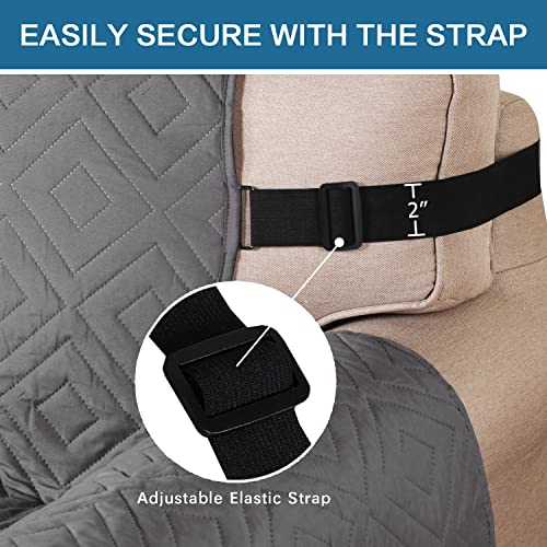 Reversible Chair Cover Furniture Protector Anti-Slip Couch Cover Water Resistant 2 Inch Wide Elastic Straps Chair Slipcover Pets Kids Fit Sitting Width Up To 21" (Chair:75" X 65", Gray/Beige) #TOP3