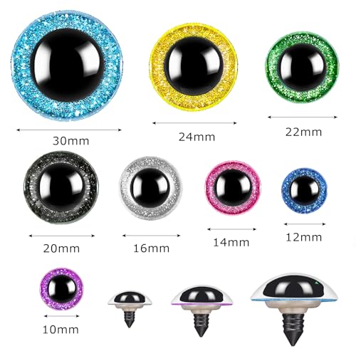 image for KIGEAPUEL 160pcs Large Safety Eyes for Amigurumi Glitter Eye for Stuff