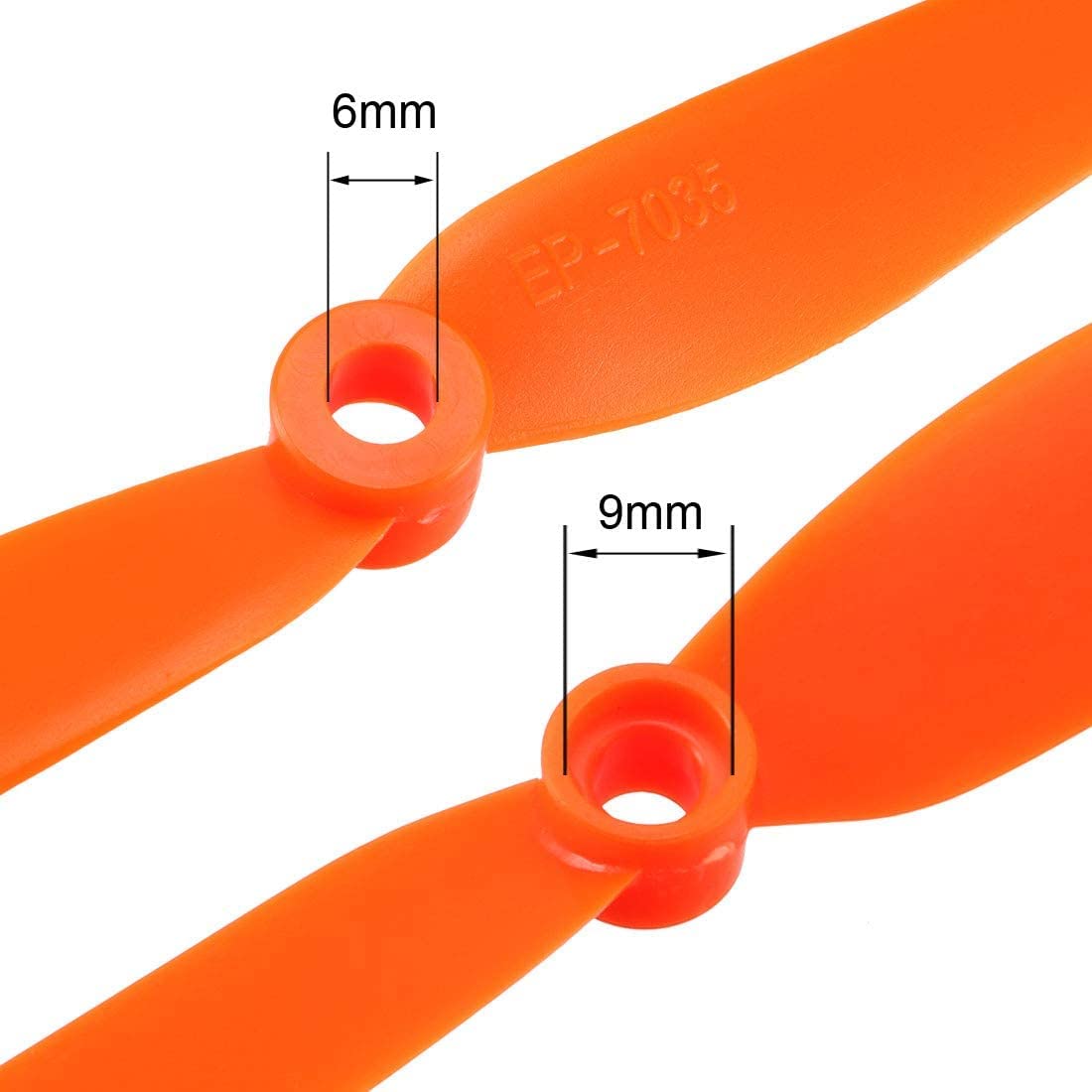XYWHPGV Hélices RC CW 7035 7x3,5 Pouces – Set De 10 Avec Bagues D'Adaptation, Nylon Orange, 2 Pales, Pour Avions Jouets à Voilure Fixe