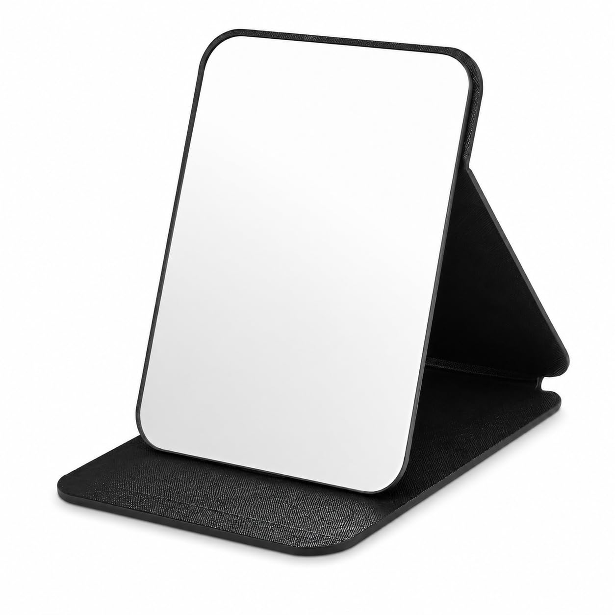 Portable Folding Makeup Mirror - Adjustable Angle Small Compact Size, Travel-Friendly, Single Sided, Round Edge Corner, Desktop, Bathroom, Vanity & Dressing Table (Black, Pack of 1)-image-39