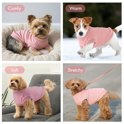 Image of 3 Pack Dog Shirt for Small Supplies Functional Waffle Dog Clothes Warm Soft Sweatshirt Outfit for Dogs Cats Pet Apparel