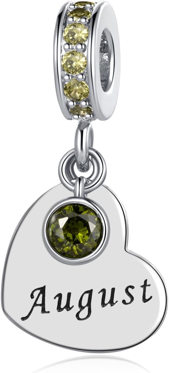 NARTGO January-December Birthstone Birthday Charm Heart Dangle Beads Jewelry Gift for Women Compatible with Pandora Bracelets & Necklaces - Image 2